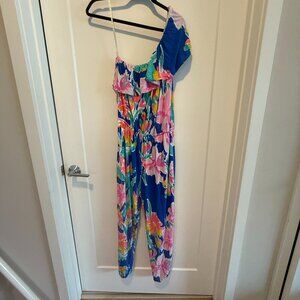 Lilly Pulitzer One-Shoulder Floral Jumpsuit – Size Medium